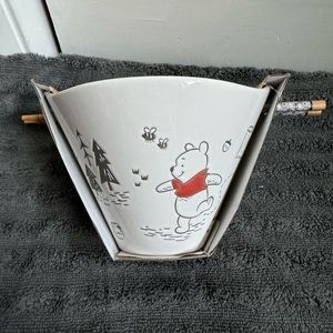 Pooh Bear ramen bowl with chopsticks